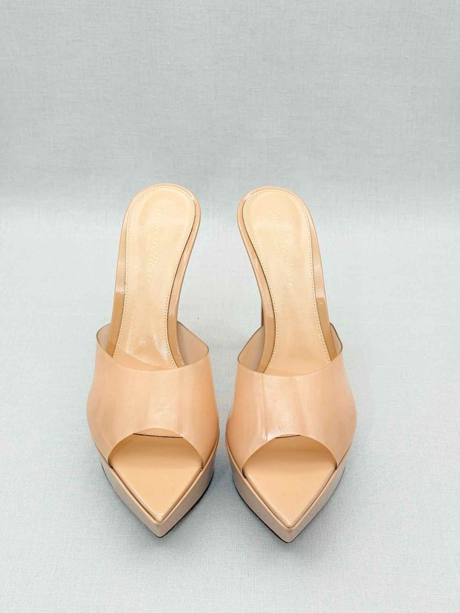 Pre - loved GIANVITO ROSSI Betty Beige Size EU 38.5 Mules at Reems Closet