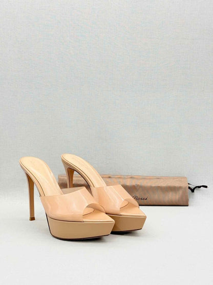 Pre - loved GIANVITO ROSSI Betty Beige Size EU 38.5 Mules at Reems Closet