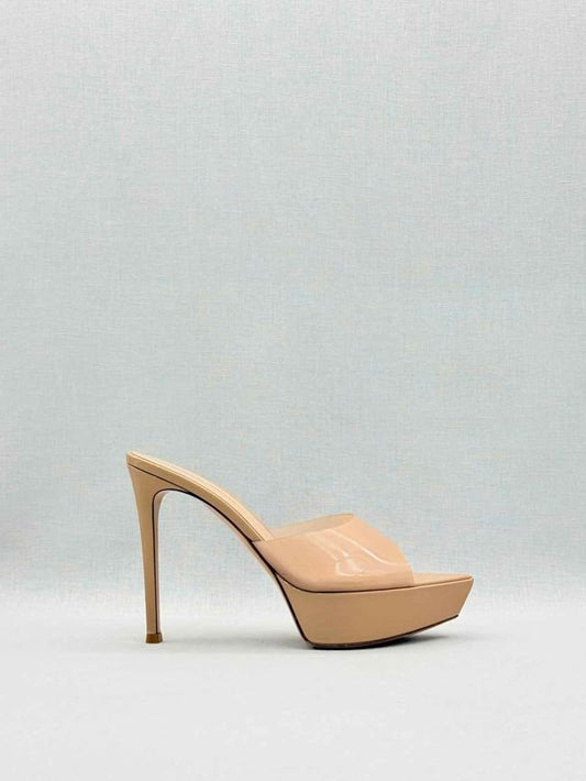 Pre - loved GIANVITO ROSSI Betty Beige Size EU 38.5 Mules at Reems Closet