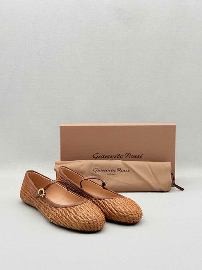 Pre - loved GIANVITO ROSSI Carla Brown Size EU 41 Ballet Flats at Reems Closet
