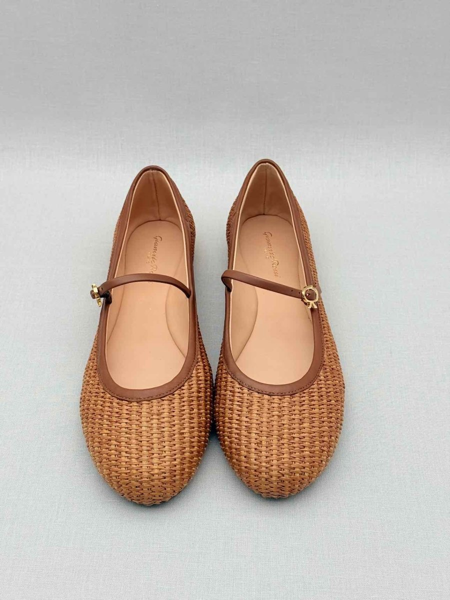 Pre - loved GIANVITO ROSSI Carla Brown Size EU 41 Ballet Flats at Reems Closet