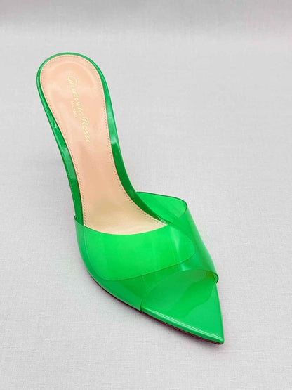 Pre-loved GIANVITO ROSSI Elle Green Size EU 38.5 Mules at Reems Closet