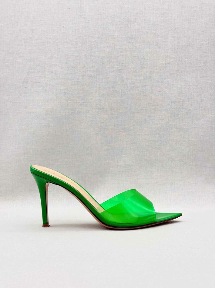 Pre-loved GIANVITO ROSSI Elle Green Size EU 38.5 Mules at Reems Closet
