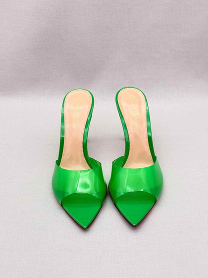 Pre-loved GIANVITO ROSSI Elle Green Size EU 38.5 Mules at Reems Closet