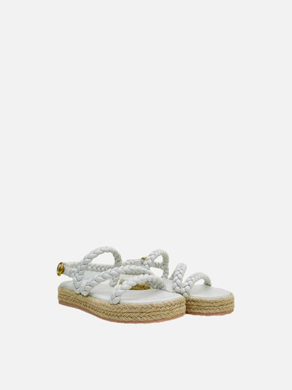 Pre - loved GIANVITO ROSSI Espadrille White Braided Flats at Reems Closet