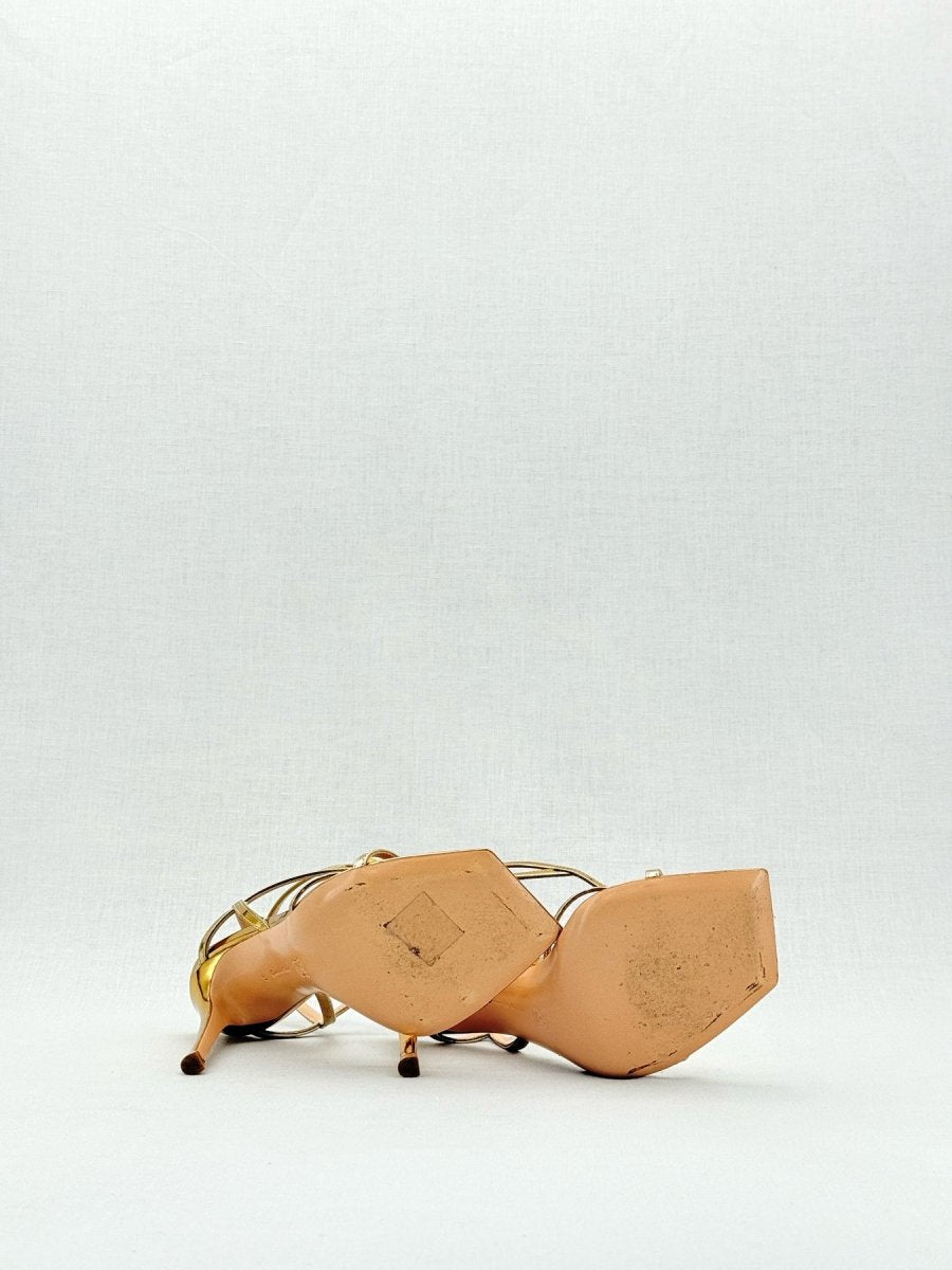 Pre - loved GIANVITO ROSSI Georgina Gold Size EU 37 Heeled Sandals at Reems Closet