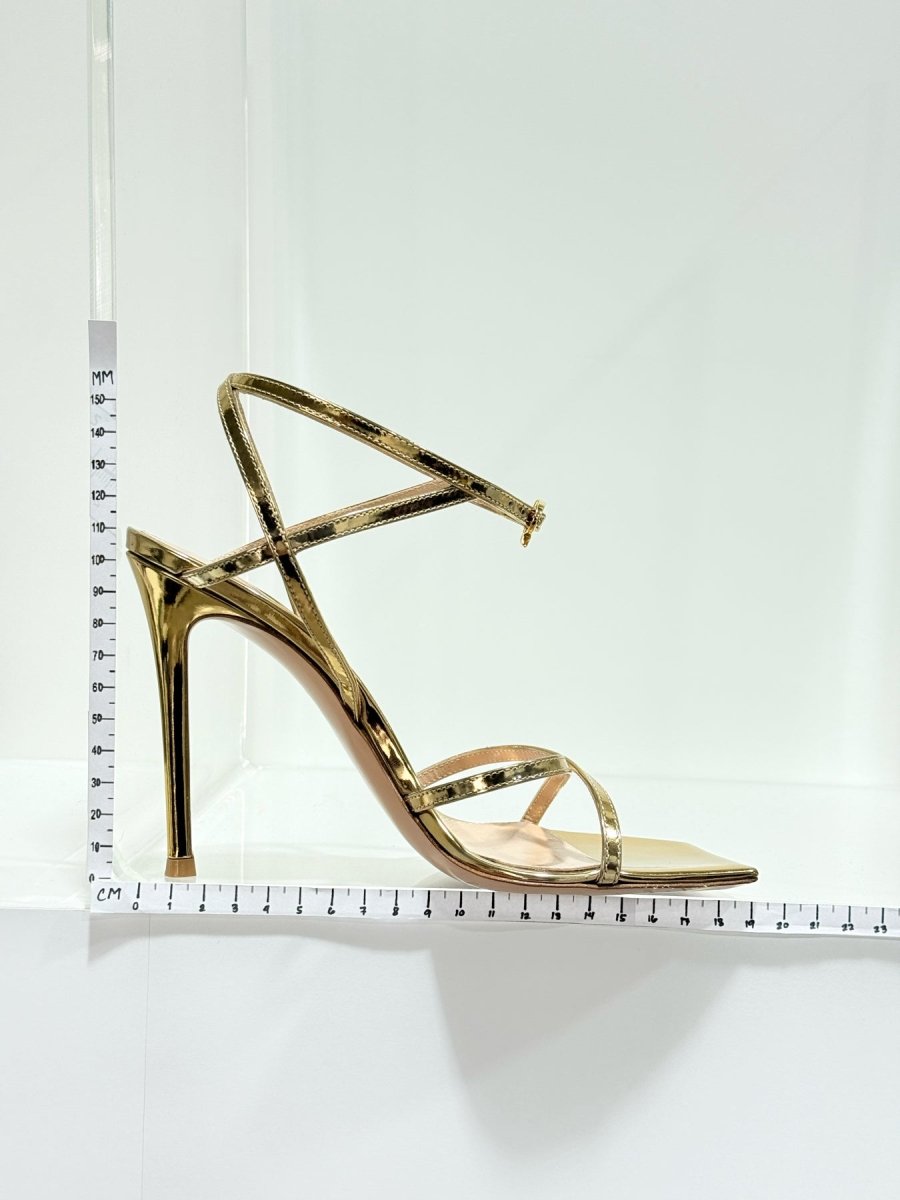 Pre - loved GIANVITO ROSSI Georgina Gold Size EU 37 Heeled Sandals at Reems Closet