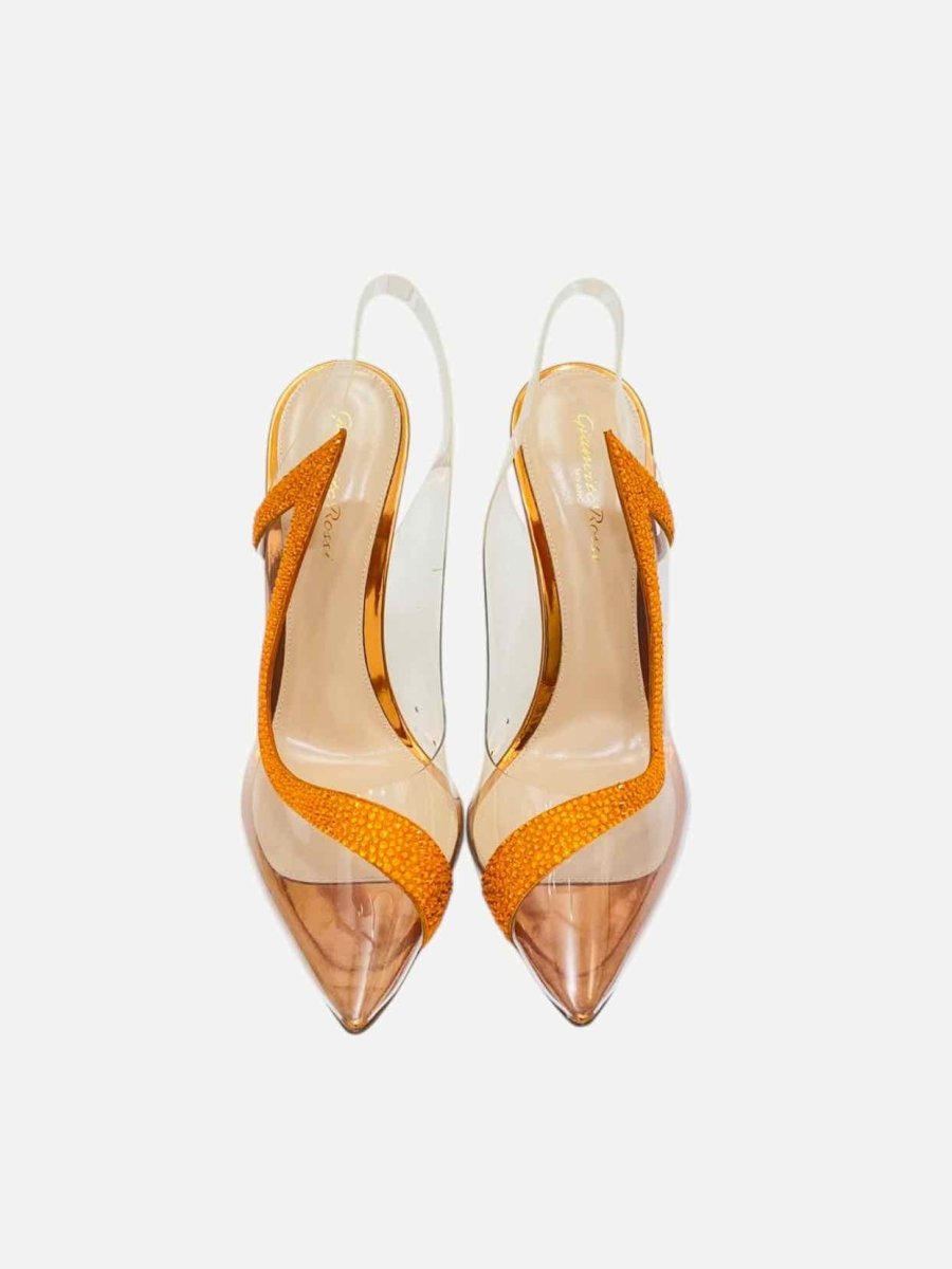 Pre - loved GIANVITO ROSSI Hortensia Orange Slingbacks 39 at Reems Closet