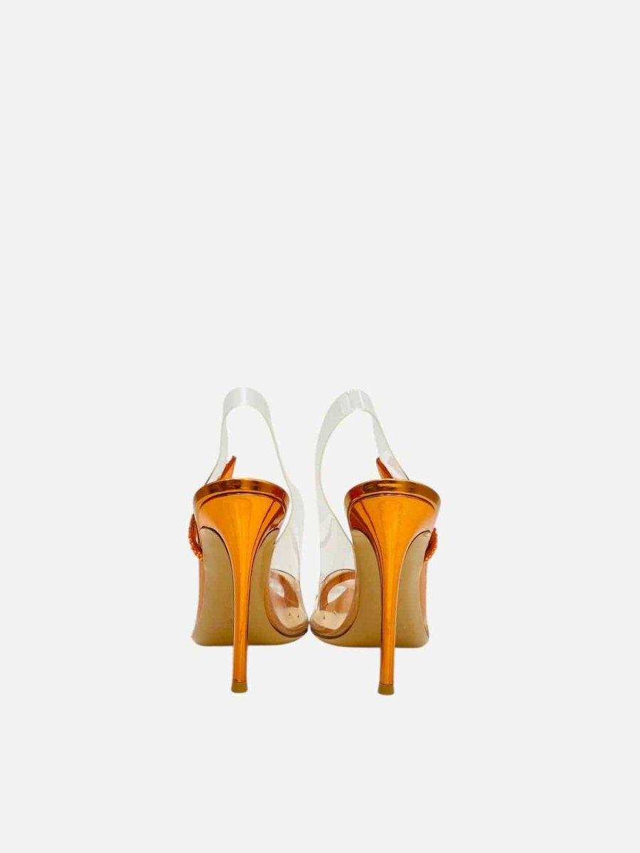 Pre - loved GIANVITO ROSSI Hortensia Orange Slingbacks 39 at Reems Closet