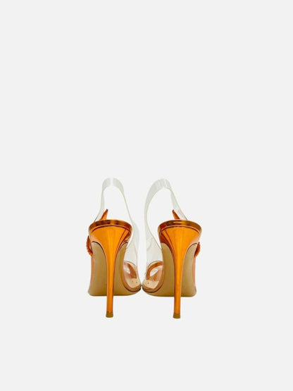 Pre - loved GIANVITO ROSSI Hortensia Orange Slingbacks 39 at Reems Closet