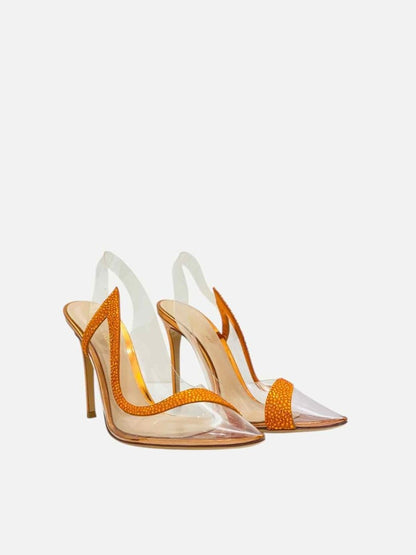 Pre - loved GIANVITO ROSSI Hortensia Orange Slingbacks 39 at Reems Closet