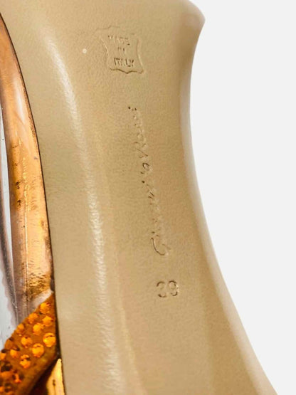 Pre - loved GIANVITO ROSSI Hortensia Orange Slingbacks 39 at Reems Closet