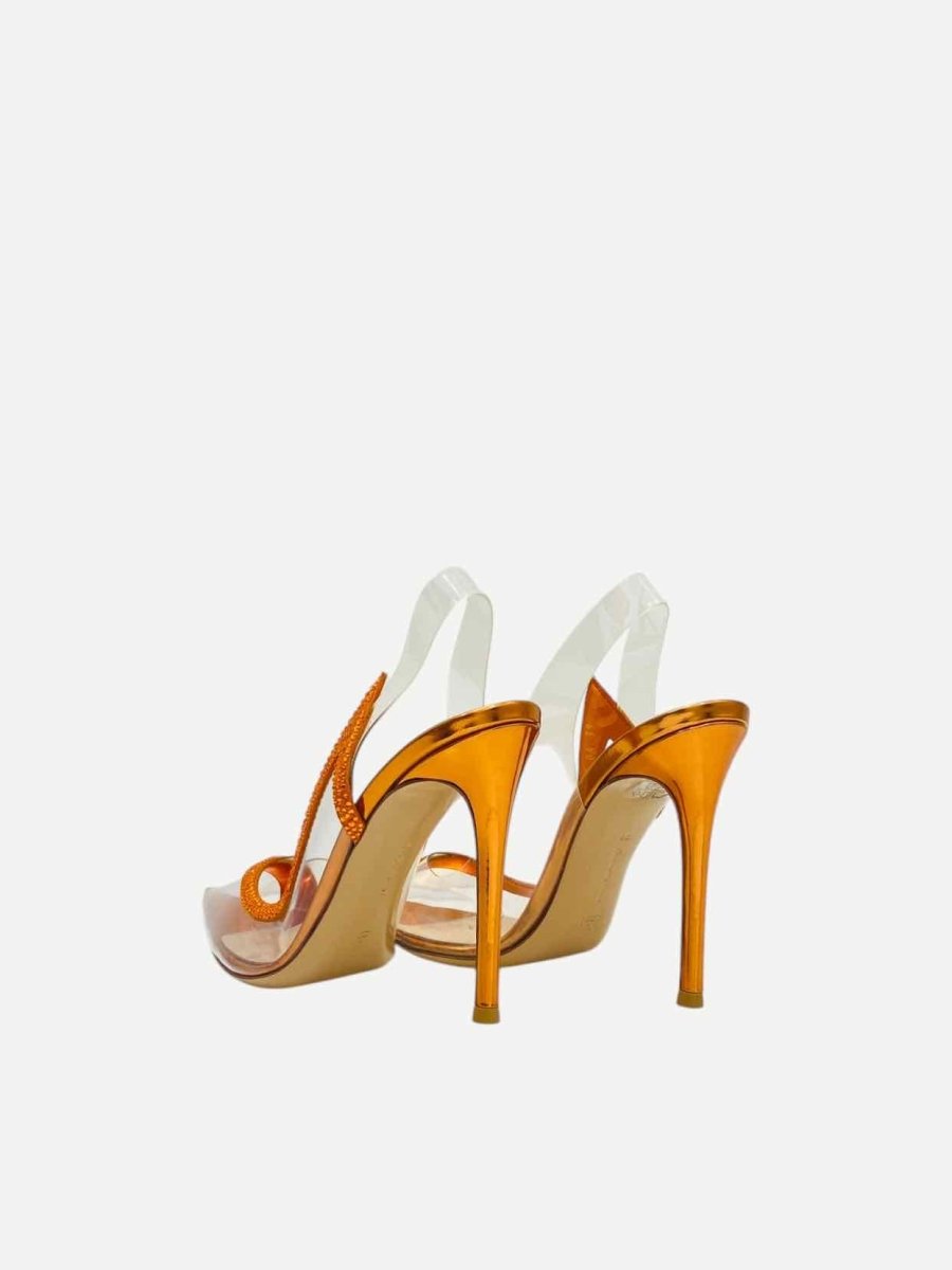 Pre - loved GIANVITO ROSSI Hortensia Orange Slingbacks 39 at Reems Closet