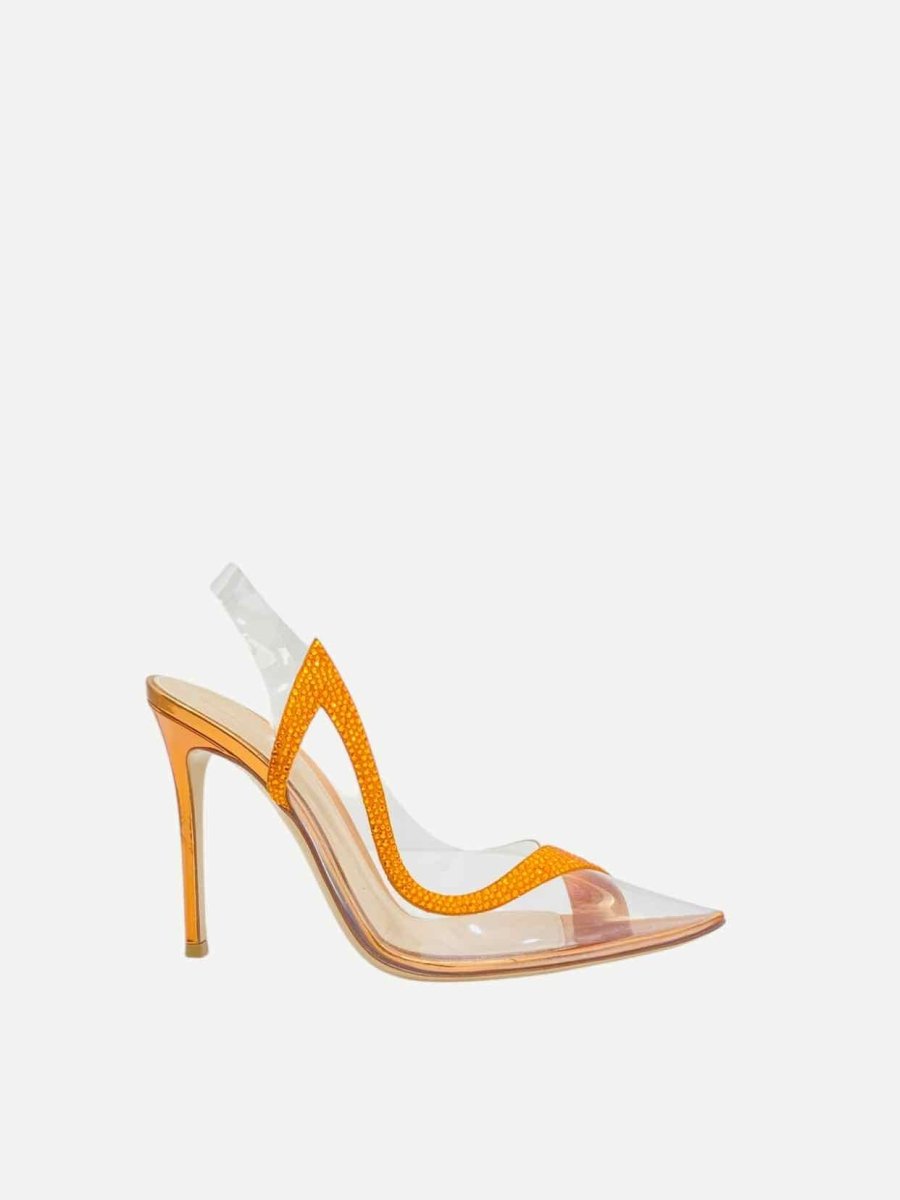 Pre - loved GIANVITO ROSSI Hortensia Orange Slingbacks 39 at Reems Closet