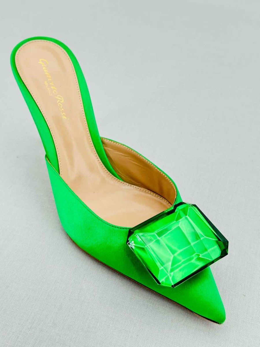 Pre - loved GIANVITO ROSSI Jaipur Green Size EU 38.5 Mules at Reems Closet