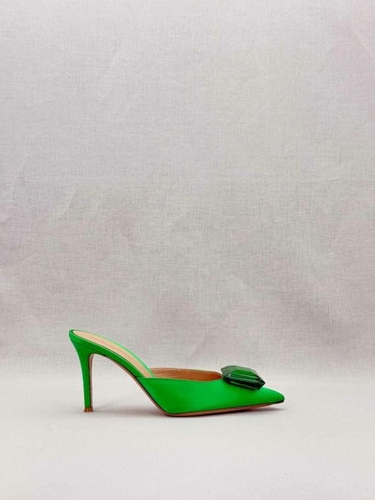 Pre - loved GIANVITO ROSSI Jaipur Green Size EU 38.5 Mules at Reems Closet