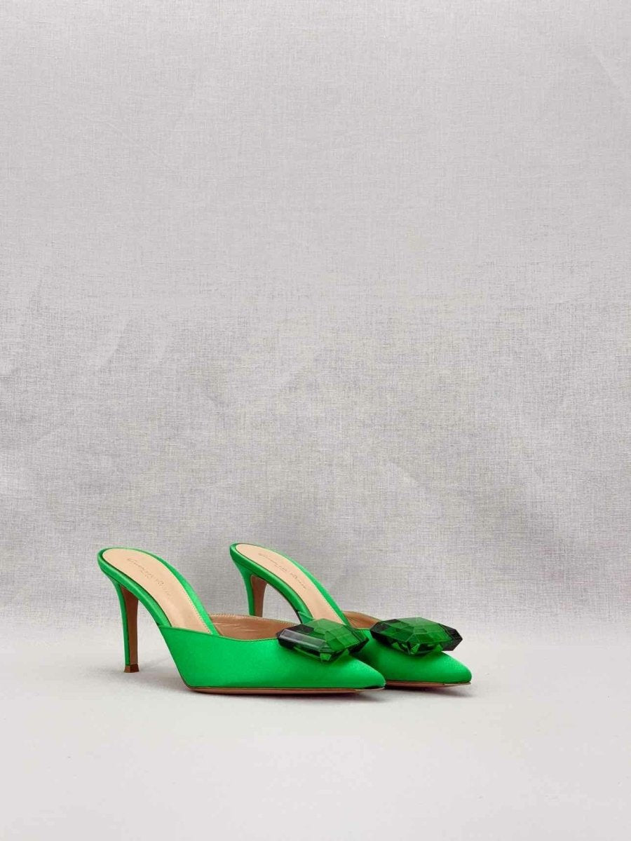 Pre-loved GIANVITO ROSSI Jaipur Green Size EU 38.5 Mules at Reems Closet