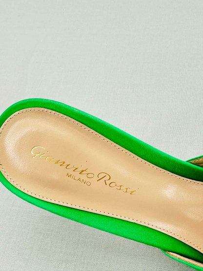 Pre - loved GIANVITO ROSSI Jaipur Green Size EU 38.5 Mules at Reems Closet