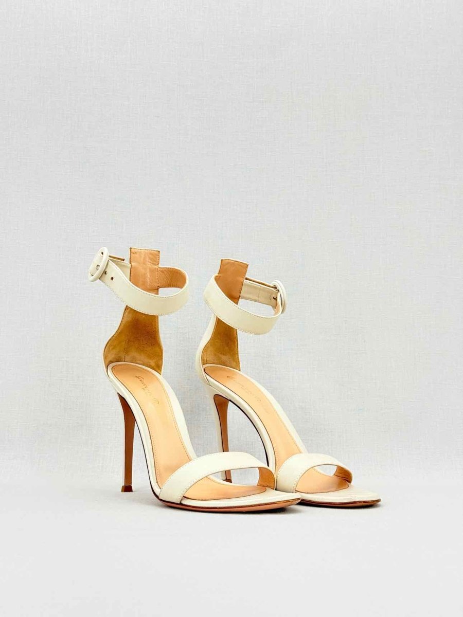 Pre - loved GIANVITO ROSSI Off - white Size EU 38 Heeled Sandals at Reems Closet