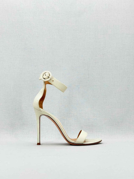 Pre - loved GIANVITO ROSSI Off - white Size EU 38 Heeled Sandals at Reems Closet