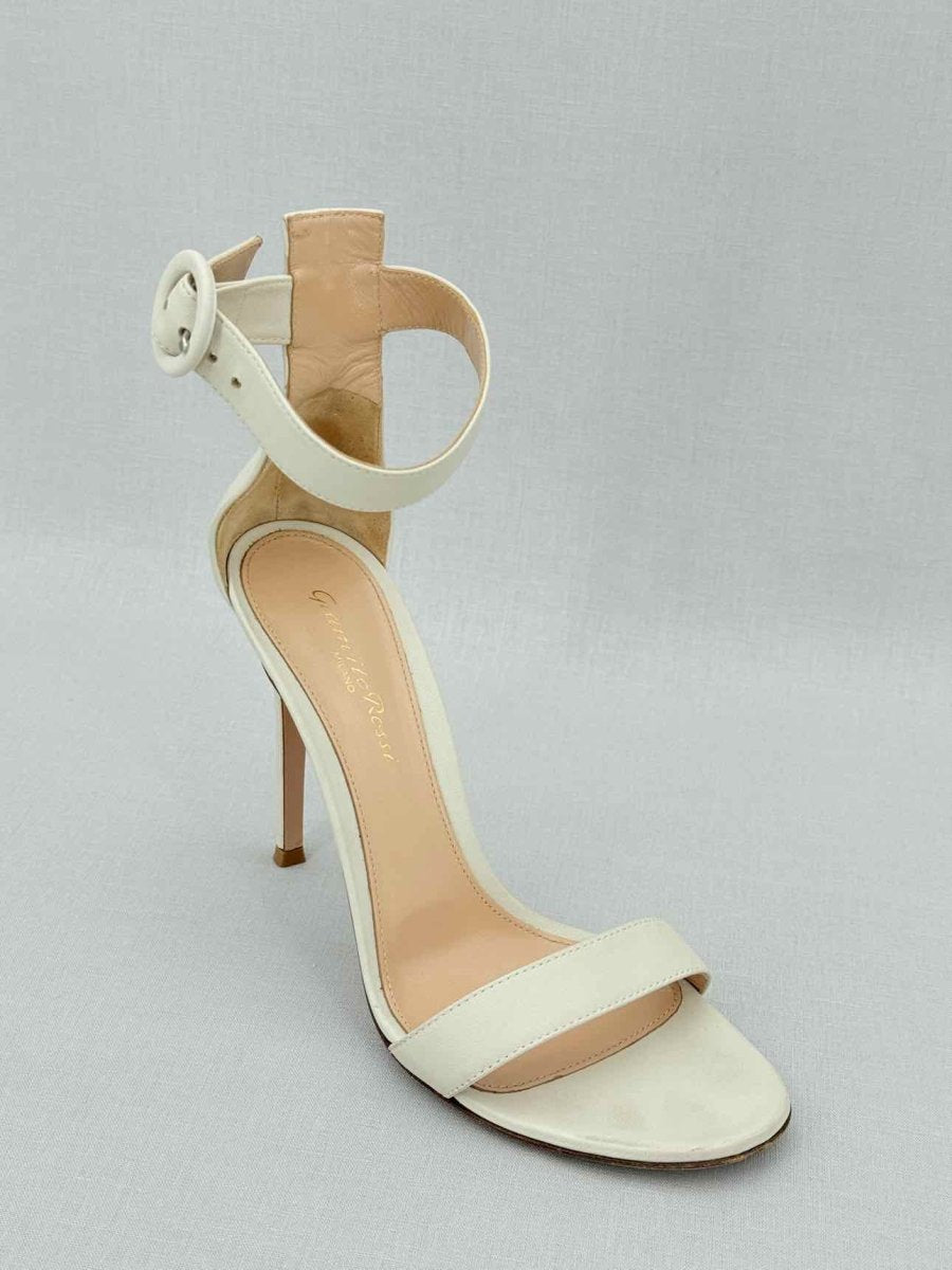Pre - loved GIANVITO ROSSI Off - white Size EU 38 Heeled Sandals at Reems Closet