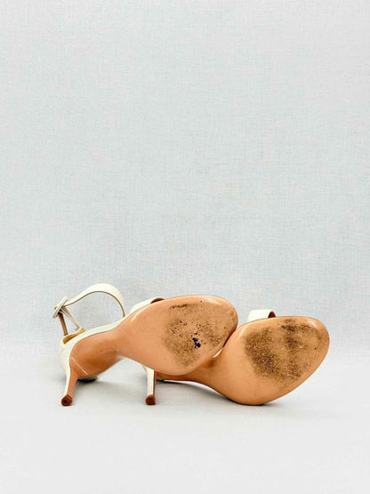 Pre - loved GIANVITO ROSSI Off - white Size EU 38 Heeled Sandals at Reems Closet