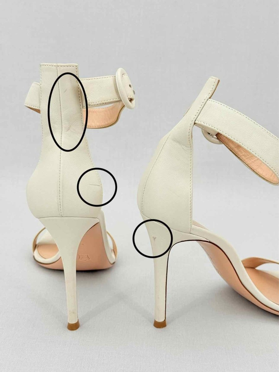 Pre - loved GIANVITO ROSSI Off - white Size EU 38 Heeled Sandals at Reems Closet