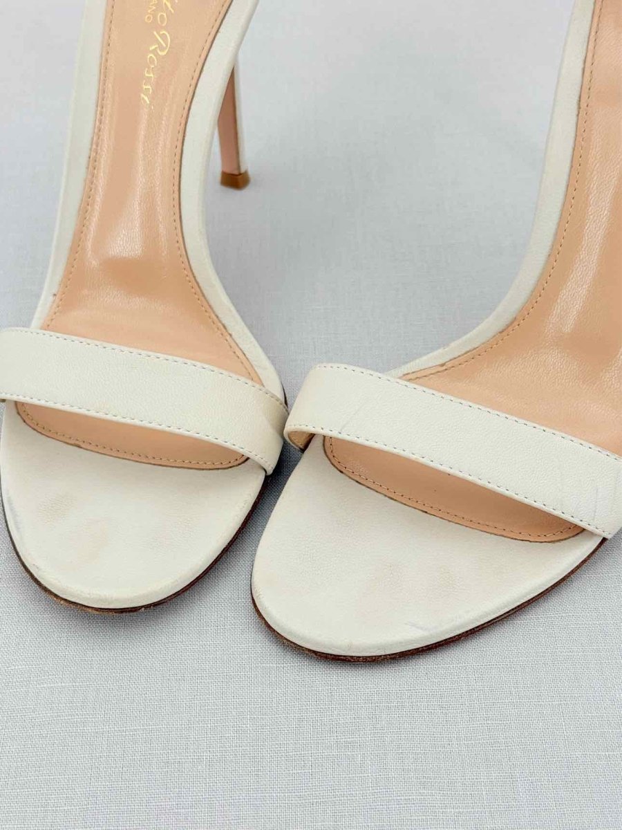 Pre - loved GIANVITO ROSSI Off - white Size EU 38 Heeled Sandals at Reems Closet