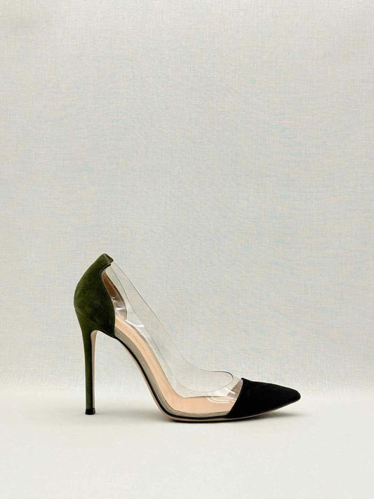 Pre-loved GIANVITO ROSSI Plexi Black & Green Size EU 38 Pumps at Reems Closet
