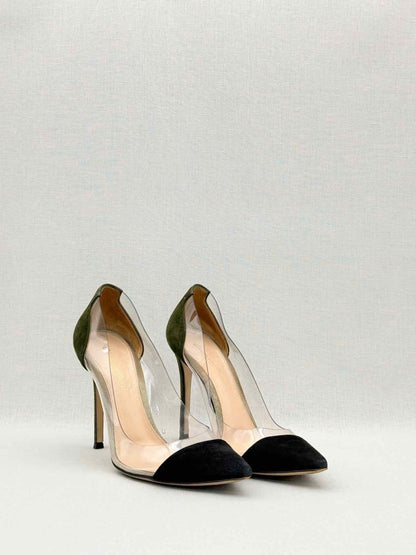 Pre-loved GIANVITO ROSSI Plexi Black & Green Size EU 38 Pumps at Reems Closet