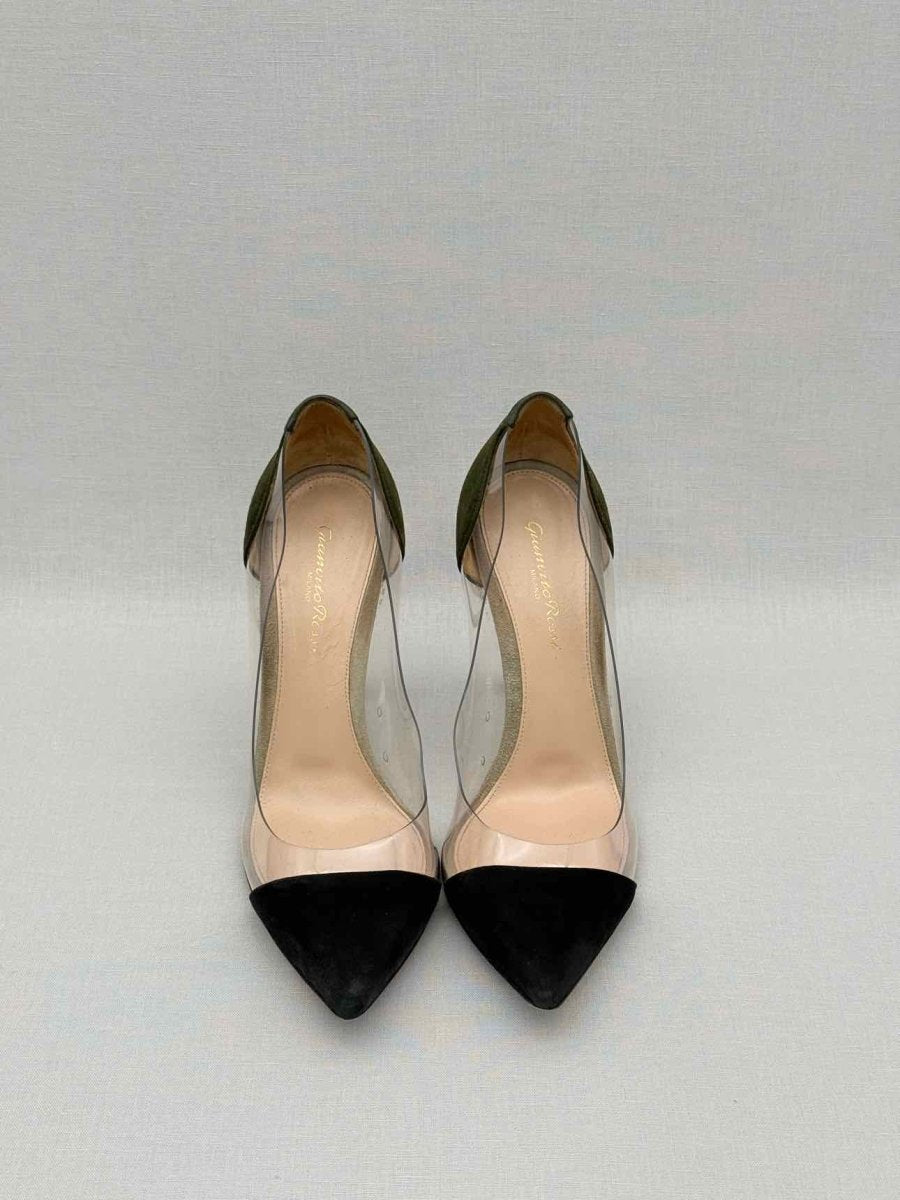 Pre-loved GIANVITO ROSSI Plexi Black & Green Size EU 38 Pumps at Reems Closet