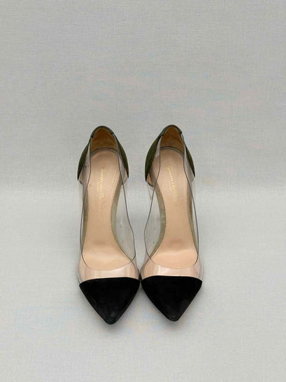 Pre-loved GIANVITO ROSSI Plexi Black & Green Size EU 38 Pumps at Reems Closet