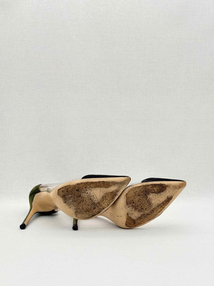 Pre-loved GIANVITO ROSSI Plexi Black & Green Size EU 38 Pumps at Reems Closet