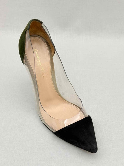 Pre-loved GIANVITO ROSSI Plexi Black & Green Size EU 38 Pumps at Reems Closet