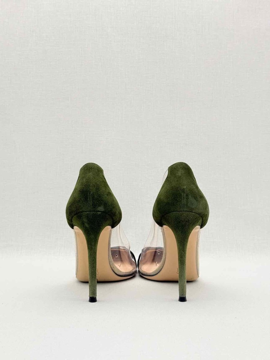 Pre-loved GIANVITO ROSSI Plexi Black & Green Size EU 38 Pumps at Reems Closet