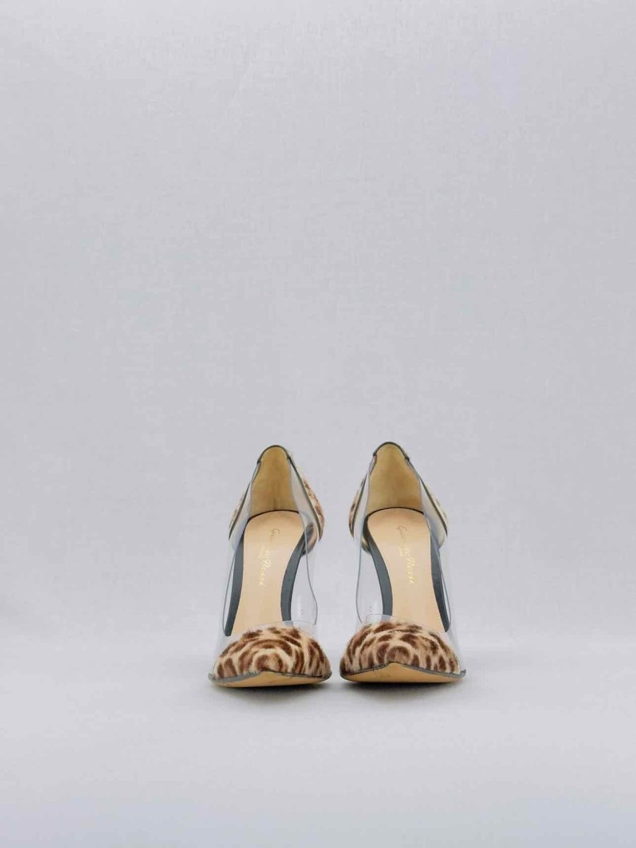 Pre - loved GIANVITO ROSSI Plexi Brown & Beige Size EU 35.5 Pumps at Reems Closet
