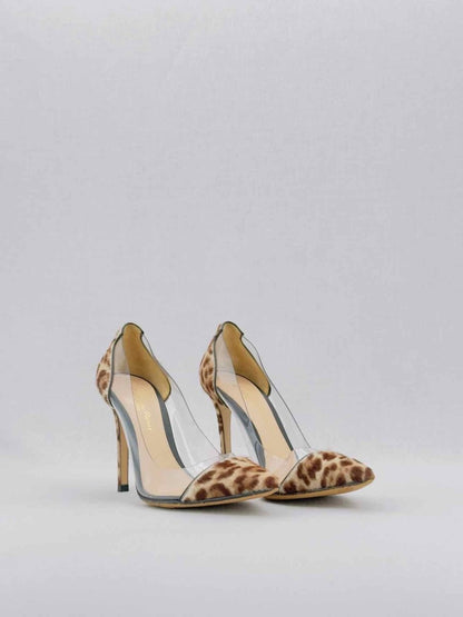 Pre - loved GIANVITO ROSSI Plexi Brown & Beige Size EU 35.5 Pumps at Reems Closet