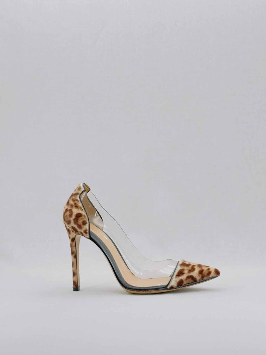 Pre - loved GIANVITO ROSSI Plexi Brown & Beige Size EU 35.5 Pumps at Reems Closet