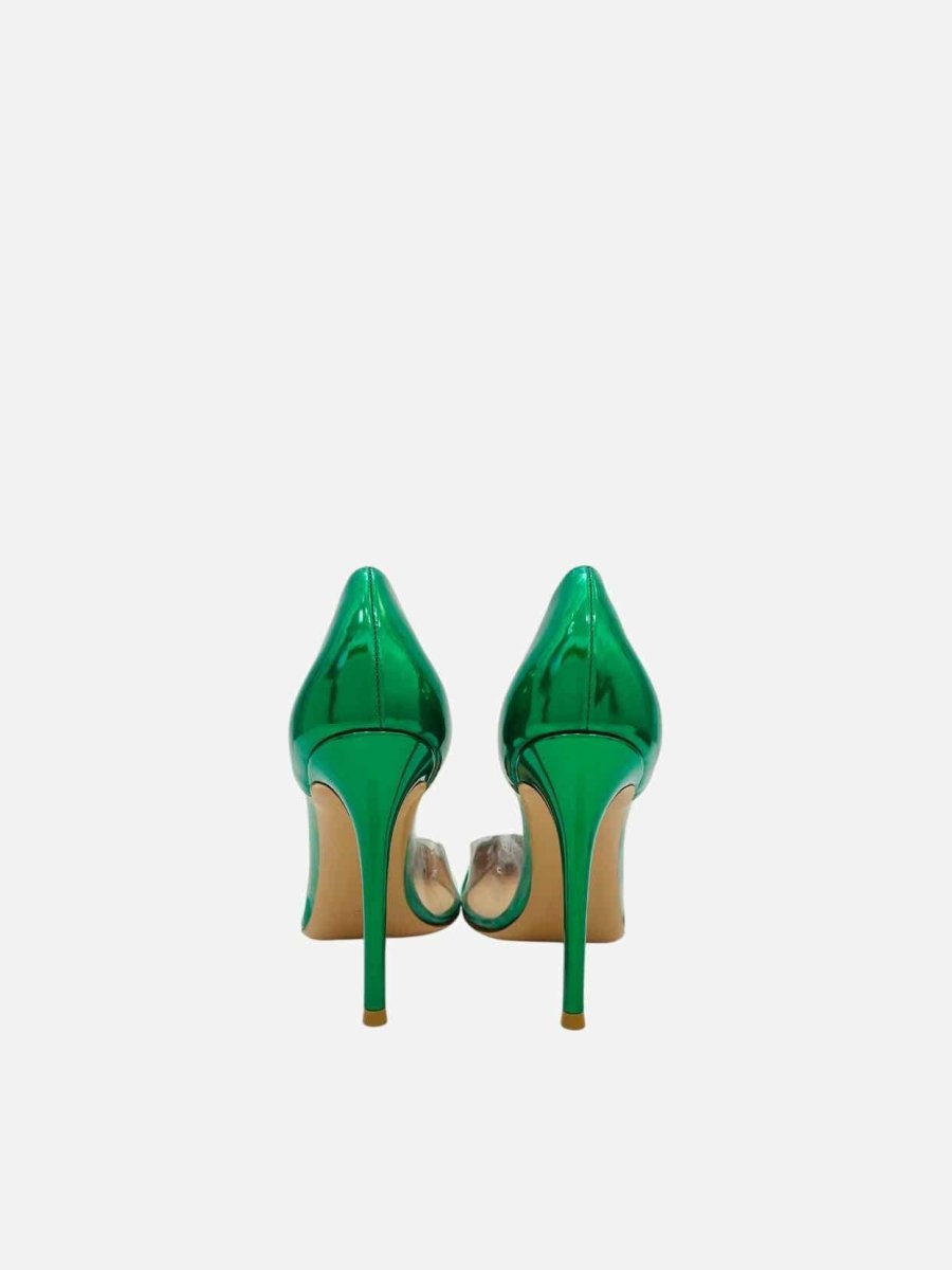 Pre - loved GIANVITO ROSSI Plexi Metallic Green Pumps 39 at Reems Closet