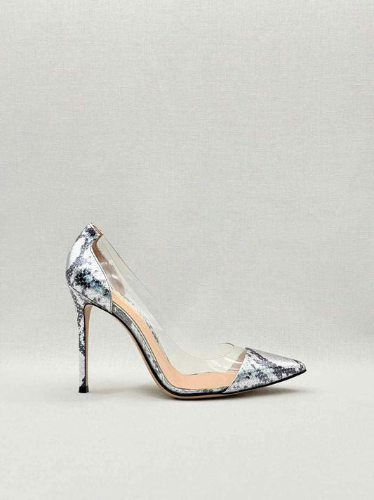 Pre-loved GIANVITO ROSSI Plexi Snakeskin Print Size EU 40.5 Pumps at Reems Closet