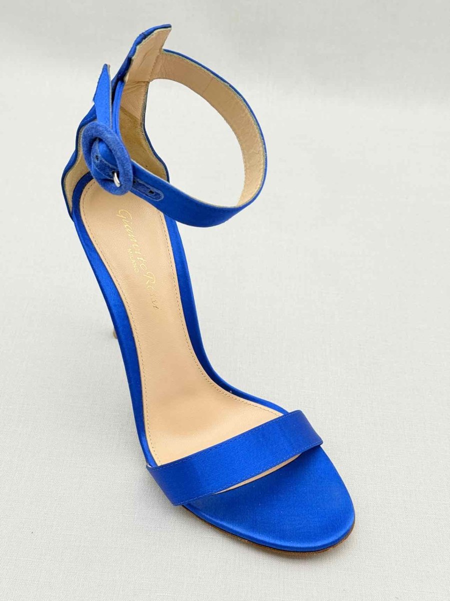 Pre-loved GIANVITO ROSSI Portofino Blue Size EU 38 Heeled Sandals at Reems Closet
