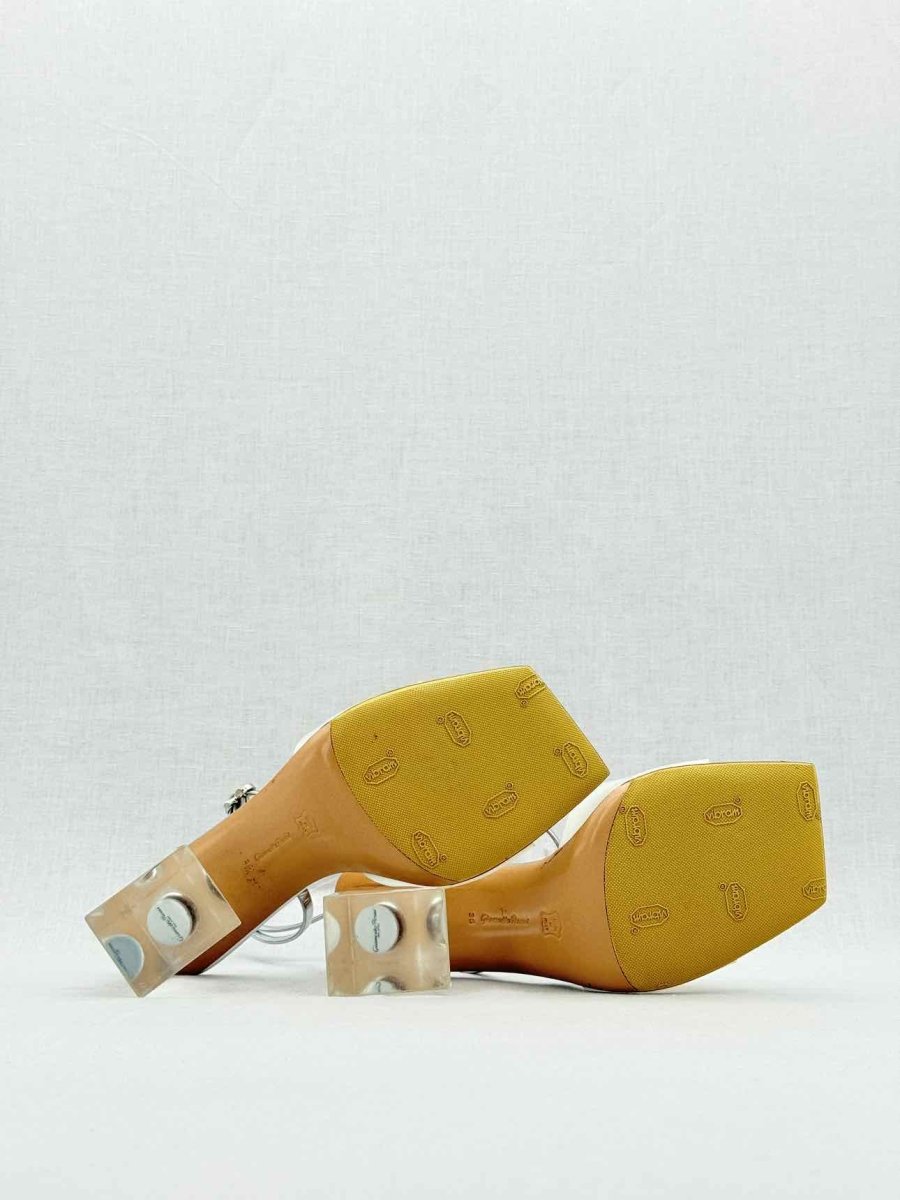 Pre - loved GIANVITO ROSSI Silver Size EU 38 Heeled Sandals at Reems Closet