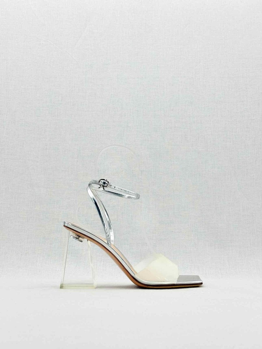 Pre - loved GIANVITO ROSSI Silver Size EU 38 Heeled Sandals at Reems Closet
