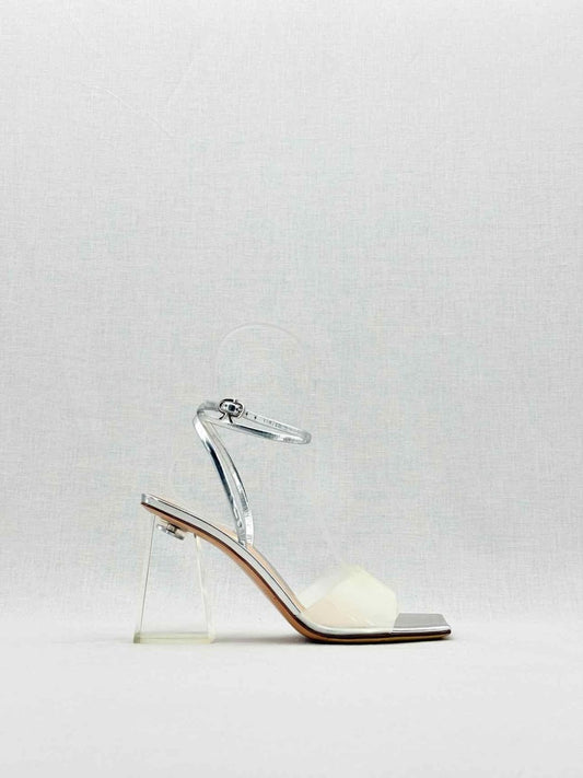 Pre - loved GIANVITO ROSSI Silver Size EU 38 Heeled Sandals at Reems Closet