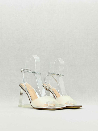 Pre - loved GIANVITO ROSSI Silver Size EU 38 Heeled Sandals at Reems Closet