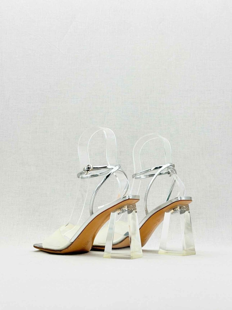 Pre - loved GIANVITO ROSSI Silver Size EU 38 Heeled Sandals at Reems Closet