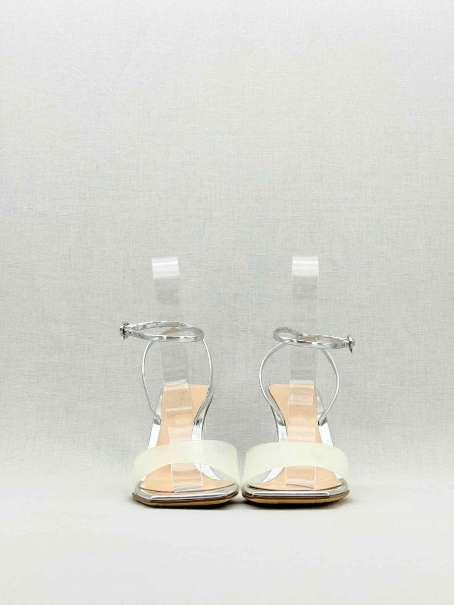Pre - loved GIANVITO ROSSI Silver Size EU 38 Heeled Sandals at Reems Closet