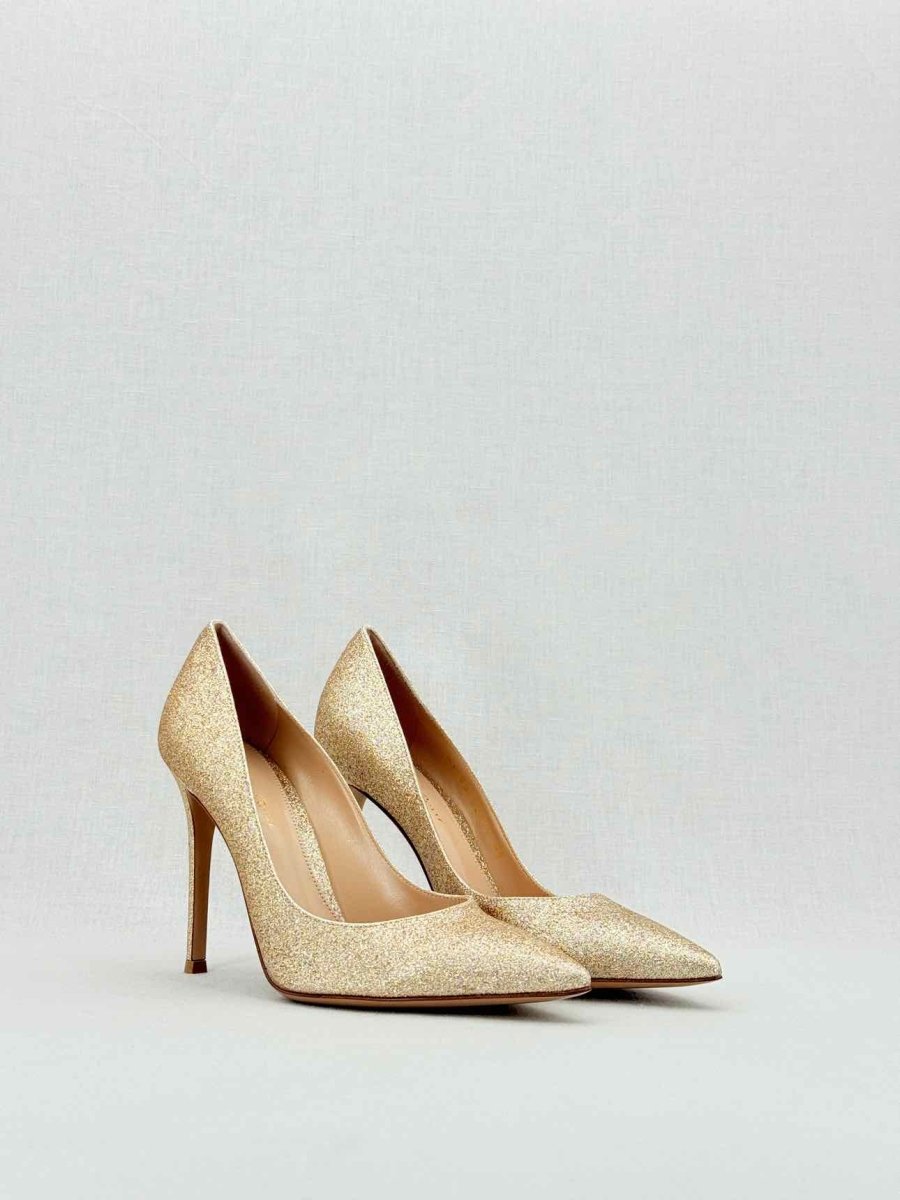 Pre - loved GIANVITO ROSSI Starlight Gold Size EU 38 Pumps at Reems Closet