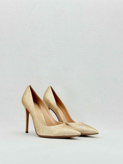 Pre - loved GIANVITO ROSSI Starlight Gold Size EU 38 Pumps at Reems Closet