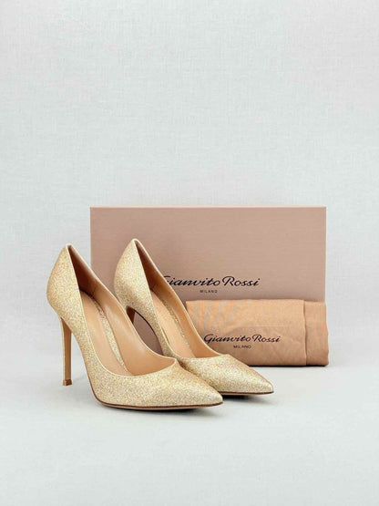 Pre - loved GIANVITO ROSSI Starlight Gold Size EU 38 Pumps at Reems Closet